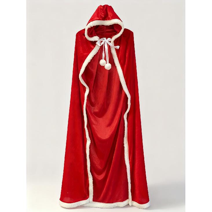 high qualityChristmas Cape with Santa Hat Design, Adult Long Sleeveless Hooded Cloak, Durable Fabric Vintage Style Medieval Clothing, for Holiday