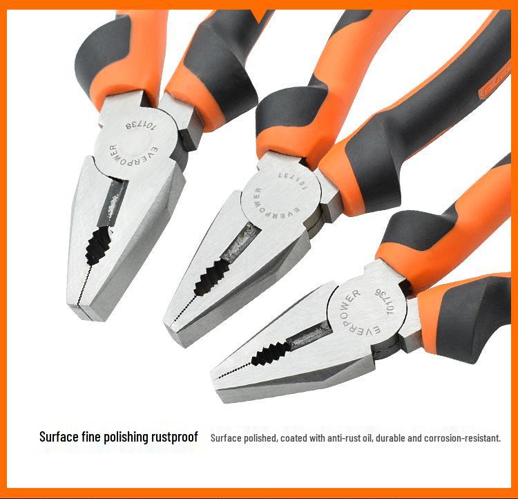 AIWEIBO EVER POWER German-Style Two-Color Handle Steel Wire Combination Pliers (6 , 7 , 8 ) Steel Wire Pliers 6 Inch 170mm