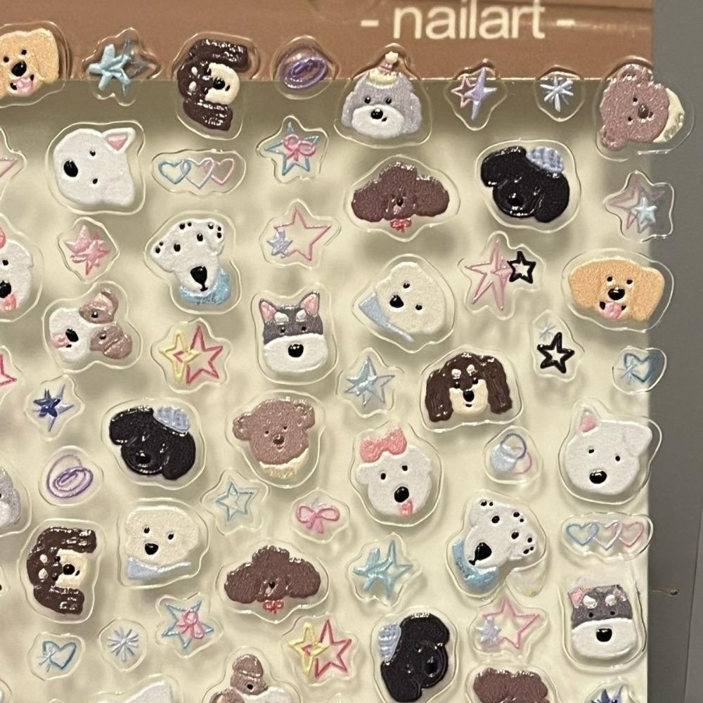 Cute Mini Cartoon Dog Cat 3D Relief Sticker UV-printed Bulging Decoration for Polaroid Camera CCD & Phone Case Girl's Nail Decal