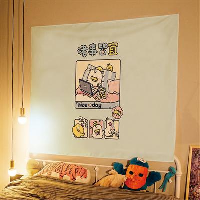Cute Ducks In Rainy Day Tapestry  Kawaii Cartoon Animal Wall Hanging for Kids Bedroom Nursery Cozy Dorm Decor