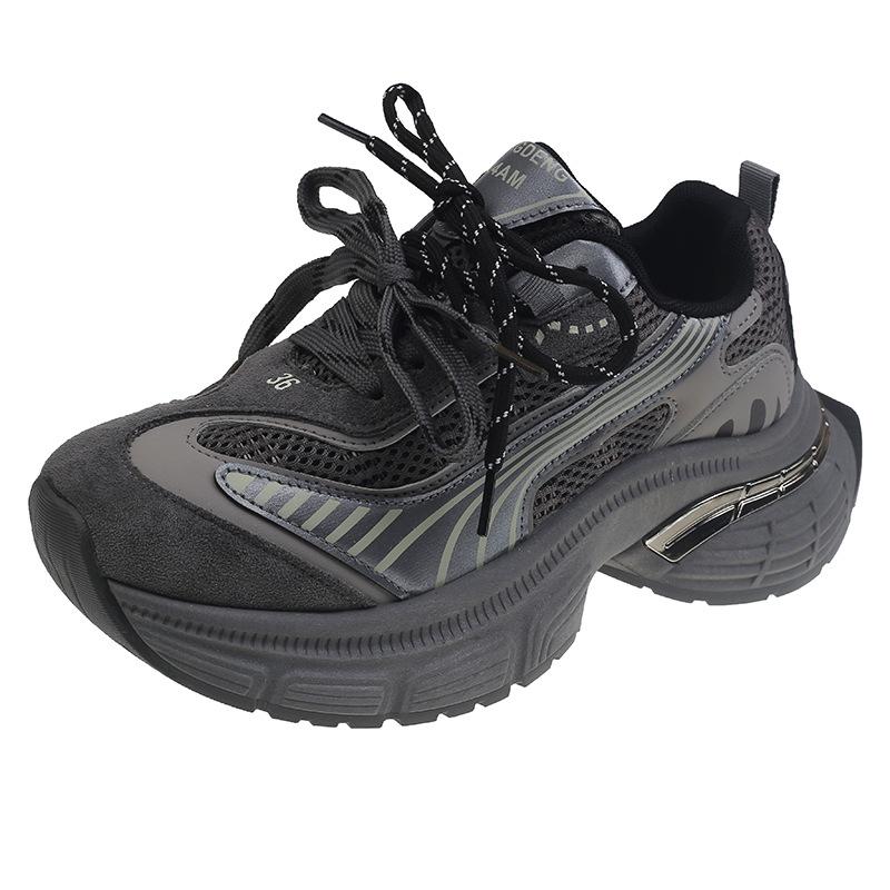 

Весенняя новинка, женская модная обувь на толстой подошве, с увеличением роста, маленькая серая, удобная и универсальная спортивная и повседневная обувь 40 серый