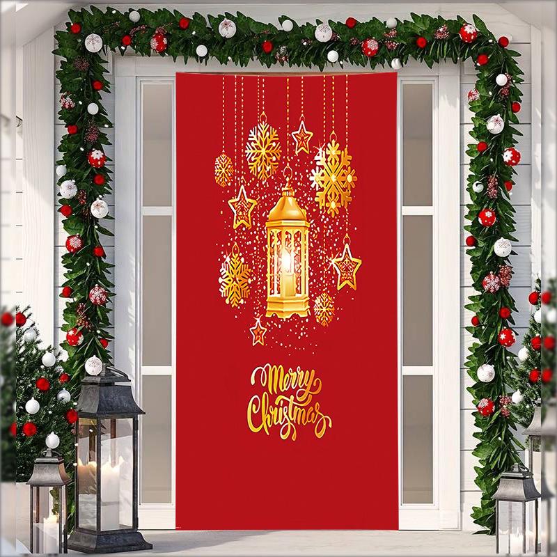 Stretch Fabric Christmas Door Tapestry - Santa Claus Gift Background for Holiday Parties