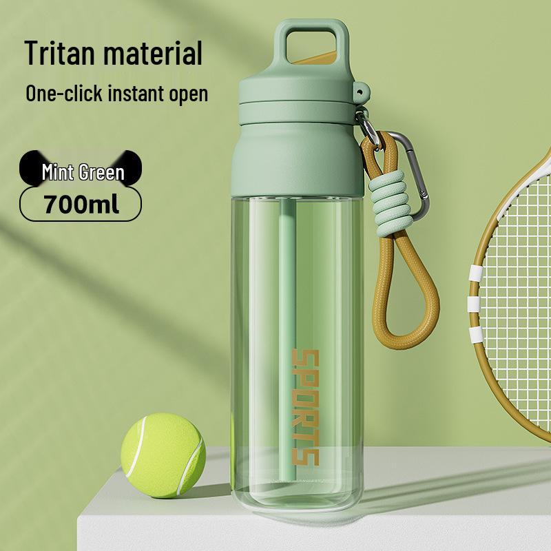 Thickened Tritan Sports Water Bottle - High Temperature Resistant, Portable Kettle with Straw for Men and Women 700ML