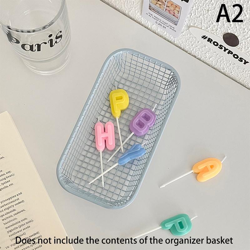 Metal Storage Basket Desktop Sundries Organizer Make Up Sorting Holder Stationerry Pocards Case Office Home Supplies