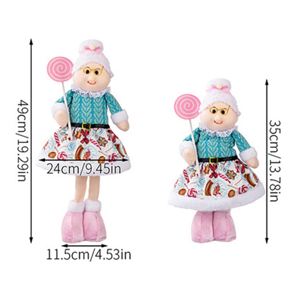 Retractable Christmas Doll with Retractable Legs Pink Santa Claus Snowman Elk Standing Doll for Home Display and Festive Window