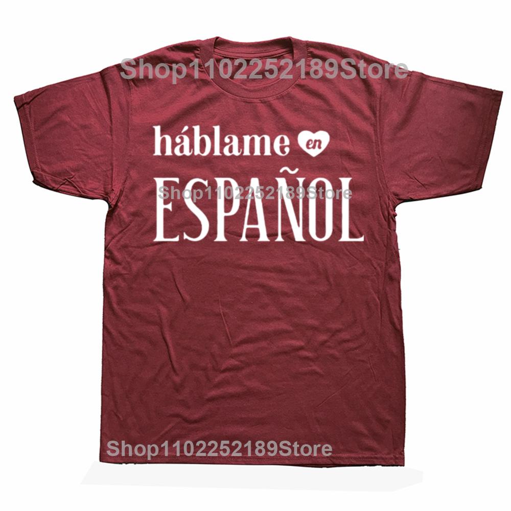 Talk To Me in Spanish Letters Print Men Short Sleeve Tshirt Casual Cotton Hipster Funny Spain T Shirt for Girl Male Top