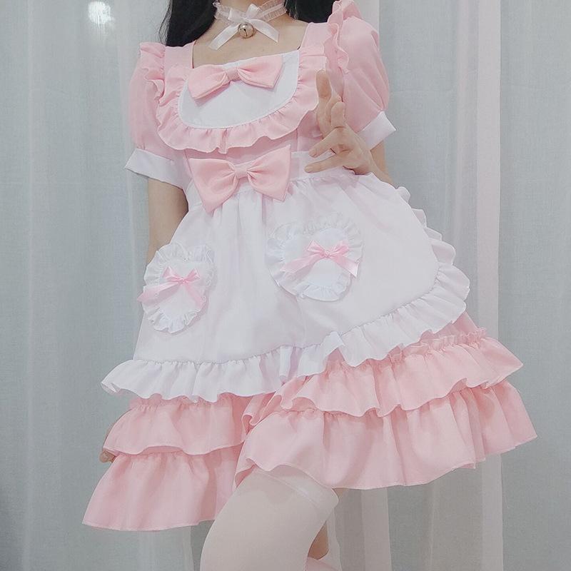 Dámský kostým služky Sladké gotické lolití šaty Anime Cosplay Kostým Zástěra Šaty Uniformy Nadměrná velikost Halloweenské Sexy Kostýmy