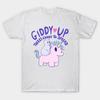 Herren Schwarzes Print T-Shirt Niedliche Katze reitet Einhorn - Giddy Up, es gibt Chaos zu verbreiten Kein Schnitt Transferpapier Druck Baumwoll-T-Shirt