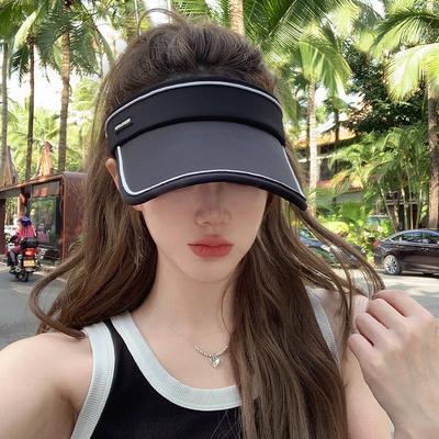 Black Sunscreen Hat Women's 2025 New Popular Summer UV Protection Empty Top Sports Running Outdoor Sun Hat