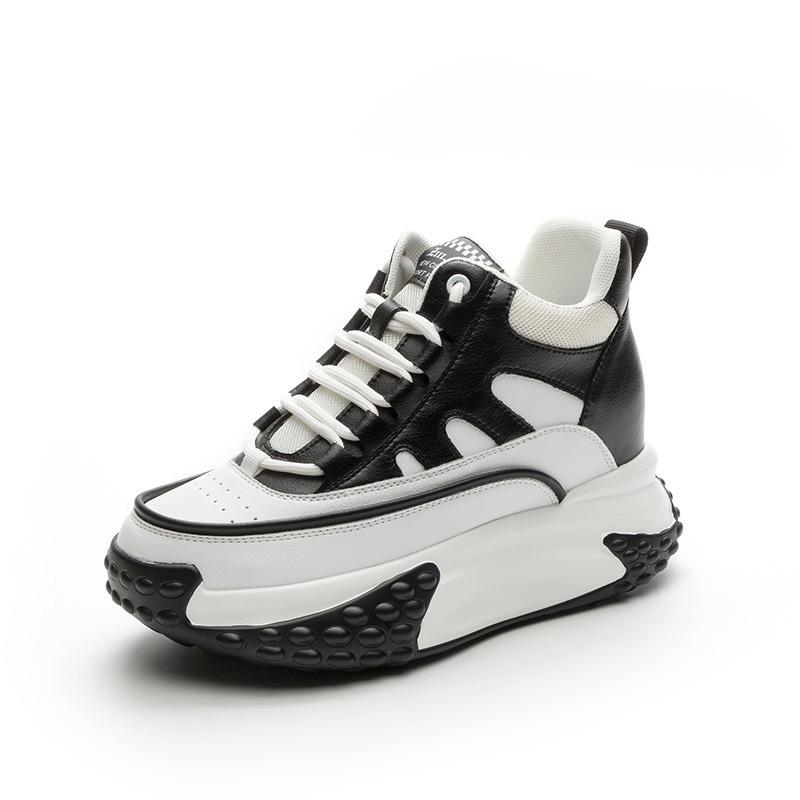 Autumn and Winter Women's Shoes New Trendy Medium Tube Versatile Thick-soled Muffin Inner Height Increase Casual Sports Shoes