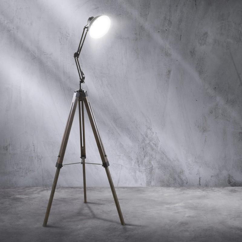 Gasoline - Office Vielli - Lampadaire Décoratif - Bois Et Métal - Pied 170 Cm - Abat-jour 20 Cm