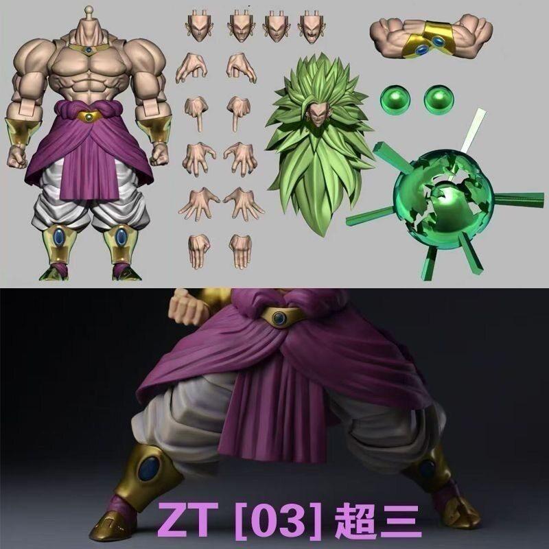 Zt Studio Broly Articulated Action Figure Green Hair Ancient Warrior Battle Damaged Model ZT02B Collectible For Adult Collectors
