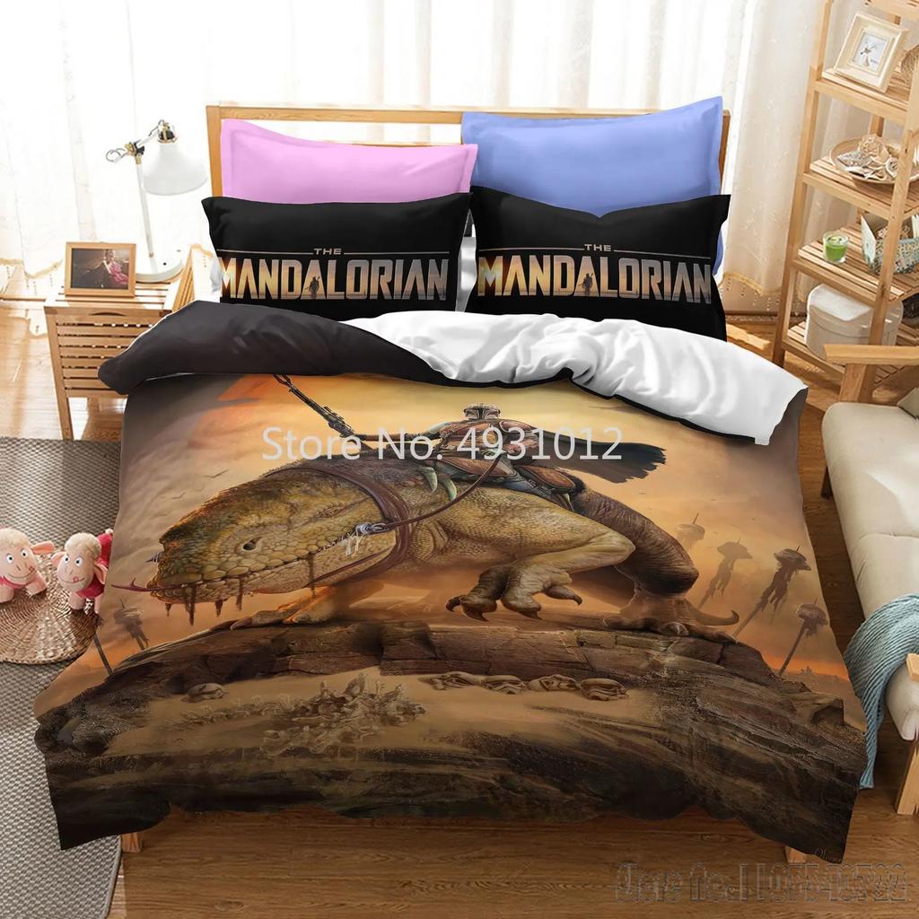 Anime 3D Printed Warrior Mandalorian Child Bedding Set Baby Duvet Cover Sets Bedclothes Twin Single King Kids Adult Gift