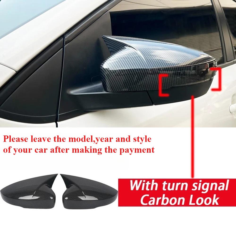 For VW Polo MK5 6R 6C 2009-2018 Side Mirror Cover Cap ABS Plastic Glossy Black/Carbon Look Horn Style Exterior Car Accessories