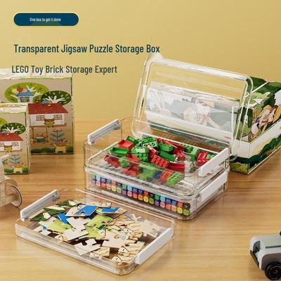 Transparente Staubdichte Lego Spielzeug-Aufbewahrungsbox für Kinderpuzzles und Bausteine - Großes Fassungsvermögen