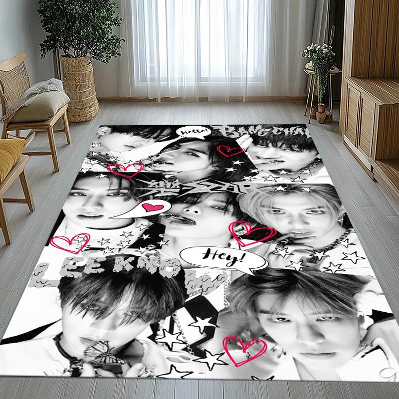 HD Stray Kids Kpop Star Living Room Non-Slip Area Rug Soft Carpet for Bedroom Kids Playroom Sofa,Home Decor Doormat Gift