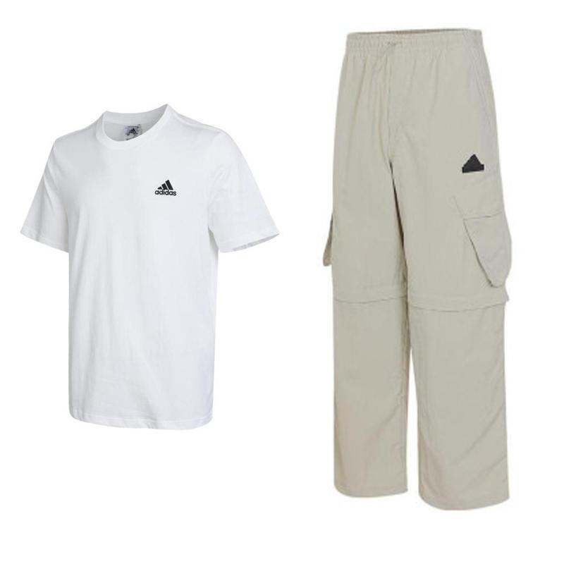 

Adidas Solid Color Letter Print Round Neck Pullover Short Sleeve Comfortable Versatile Mid Waist Long Pants Casual Sports Suit Men Sets IC9286+JI9819 S