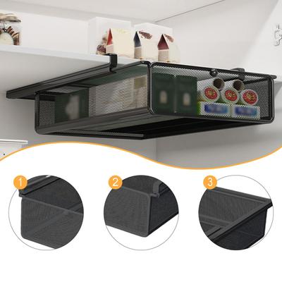 Hanging Pull-Out Drawer Under Shelf Storage Basket for Countertop/Wardrobe