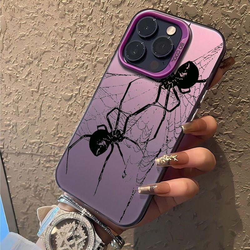 Black Spider Couple Phone Case Cover for Iphone 11 14 Pro Max XR 13 12 Pro X XS 15 Pro Max Shell Matte IMD Hard Armor Fundas