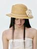 Fresh Style Flower Beaded Straw Hat Women Uv Protection Sun Flat Brim Hat Elegant Vintage Luxury Dress Hat For Outdoor