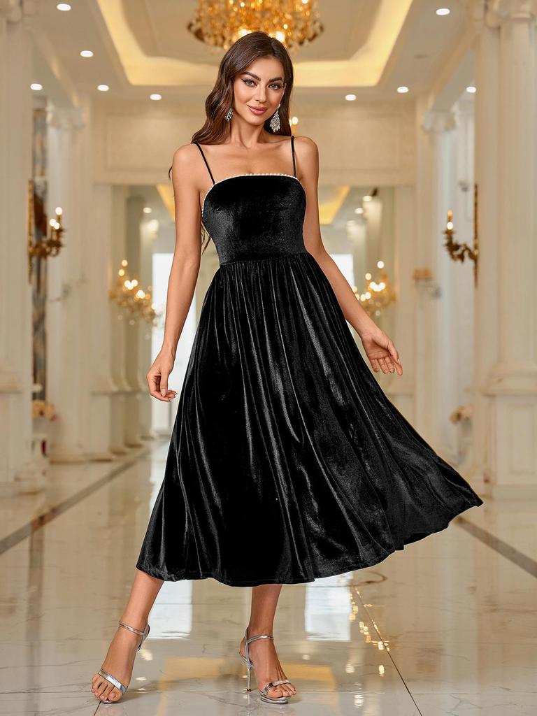 European & American Solid Color Sexy Slim-Fit Camisole Dress for Women