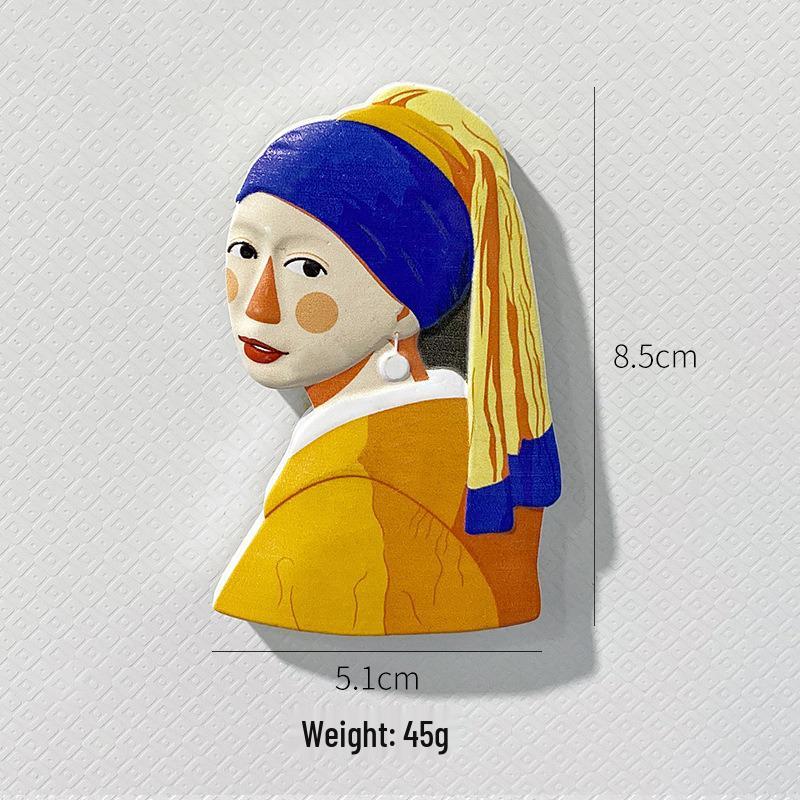 Magnet de frigider din rășină 3D: Pictură Faimoasă Autocolant Personaj Retro