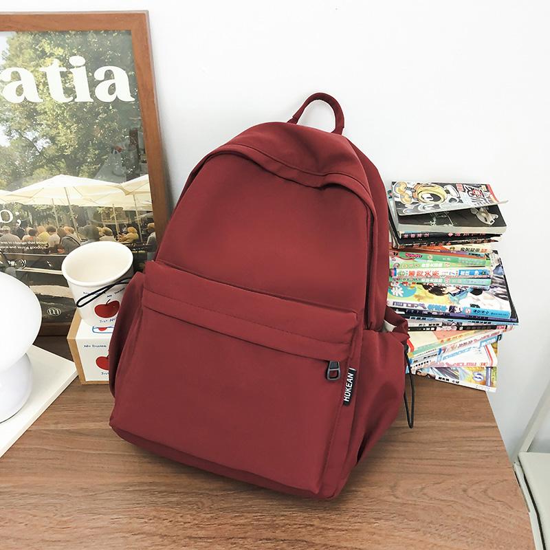 Lightweight Travel Backpack Women Large Capacity Backpack Solid Color Student Schoolbag