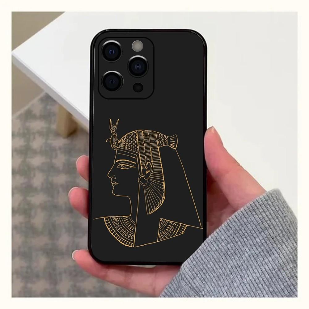 Egypt Pharaoh Mural Phone Case For Apple iPhone 15,14,13,12,11,Pro,X,XS,Max,XR,Plus,Mini Soft Black Cover