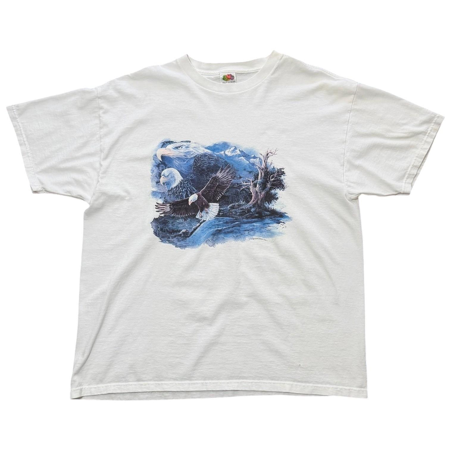 Vintage Y2K Soaring Eagle Nature Bird Wilderness Wildside Art Graphic T-Shirt XL