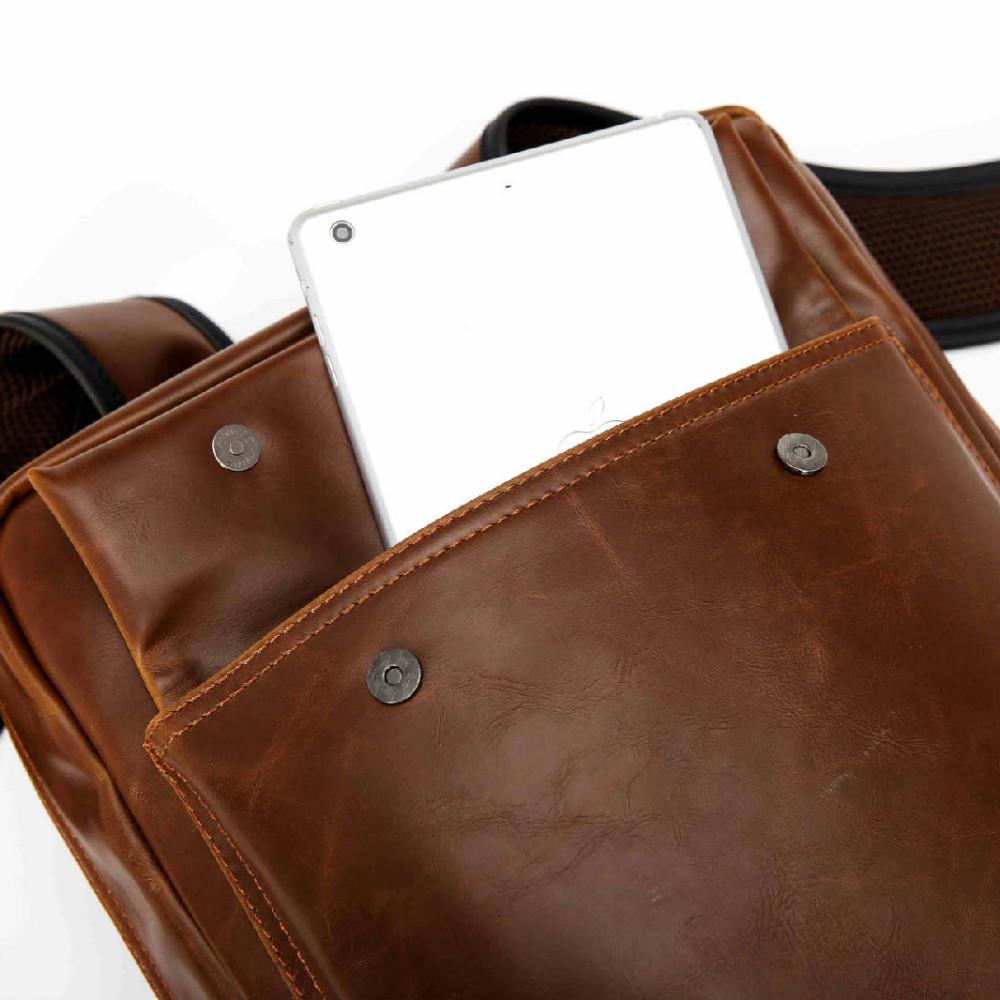 leather computer backpack mens