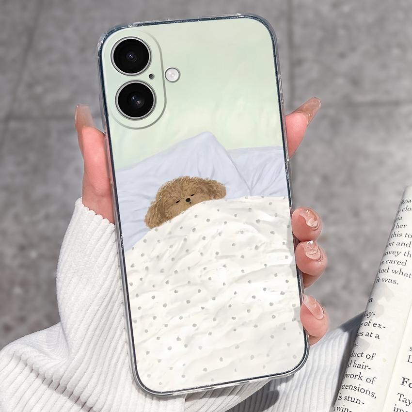For iPhone 17 Air 16 15 14 13 Pro Max Plus 16e Luxury Clear Phone Case Cute Couple Piggy Pattern Soft Silicone Anti Slip Shell For iPhone Bumper Cover