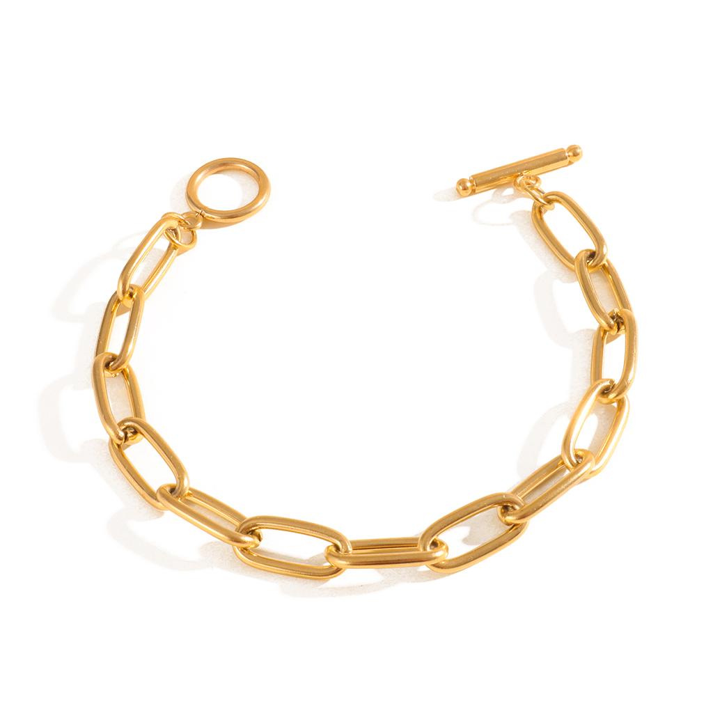 Vintage 18K Gold Plated Stainless Steel Cuban Chain Bracelets for Women Charm Bracelets Waterproof Tarnish Free Jewelry