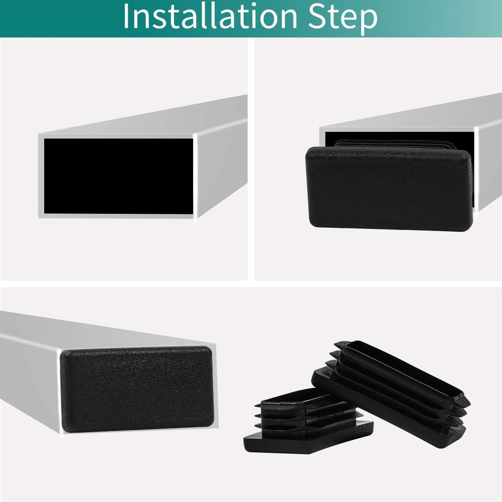 12 Pack 2*2 Inch Square Tube End Cap Ribs Design for Secure Grip and Anti-Scratch Floor Glide  Plastic Plugs for Fence Post Chair Table Leg Outdoor
