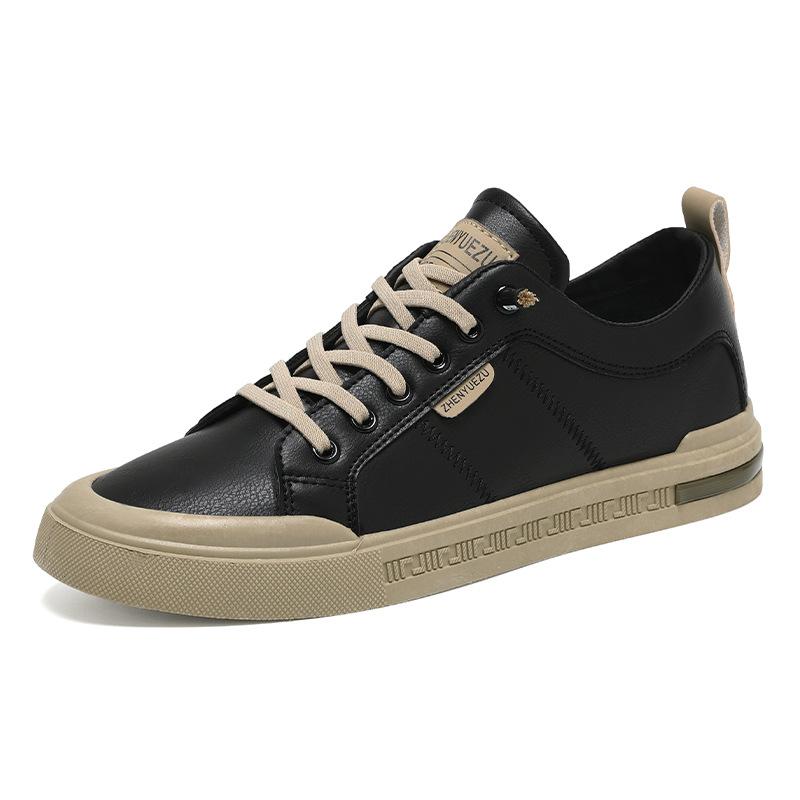 Fashion New Men's Low-Top Leather Sneakers Soft Durable White Casual Shoes Trendy Versatile Skate-Inspired Footwear for Streetwear Daily