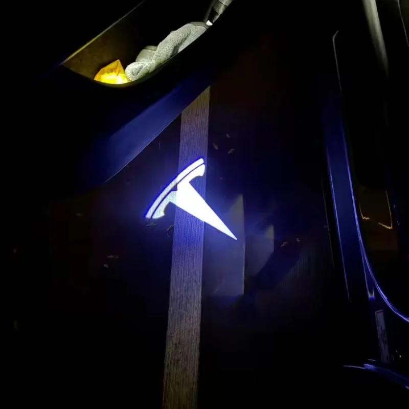 bfxhr7 2PCS 3D For Tesla Model S Y 3 X LED Car Door Welcome Light Logo Projector Lamp Laser Lamp Ghost Shadow Door Projection Light