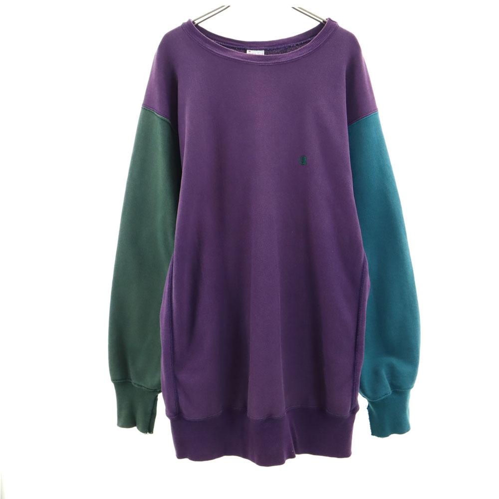 Champion 90s Reverse Weave USA Made Old Embroidered Tag Crazy pattern Long sleeve sweat trainer Men's Used