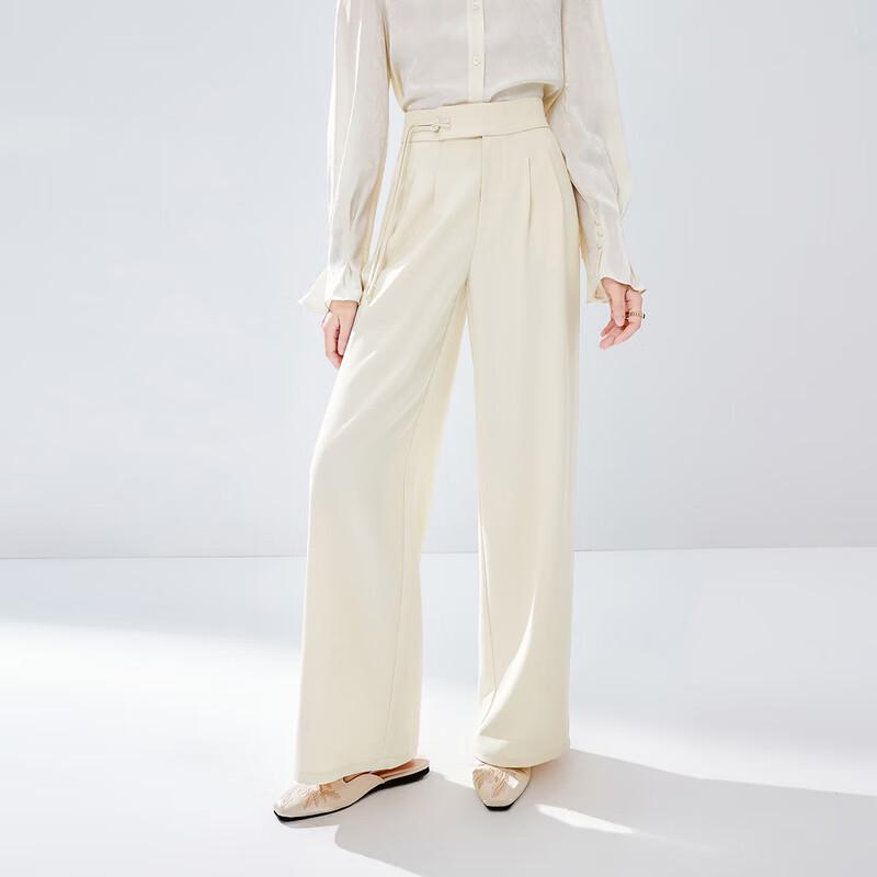 Qiusbiyiren Women's New Chinese Style Straight-Leg Casual Pants