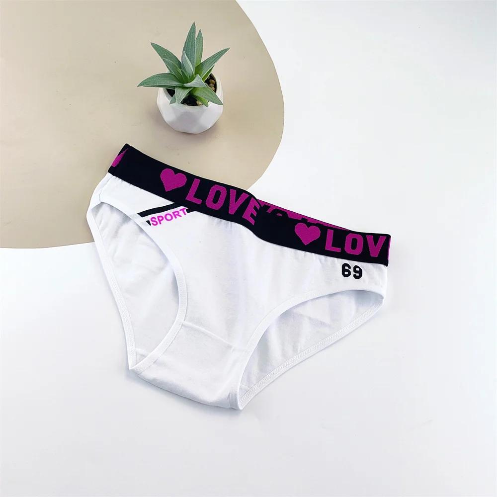 6Pcs Sweet Heart Cotton Panties Women High Quality Cute Cartoon Female Girls Briefs Breathable Mid-waist Ladies Sexy Underpants