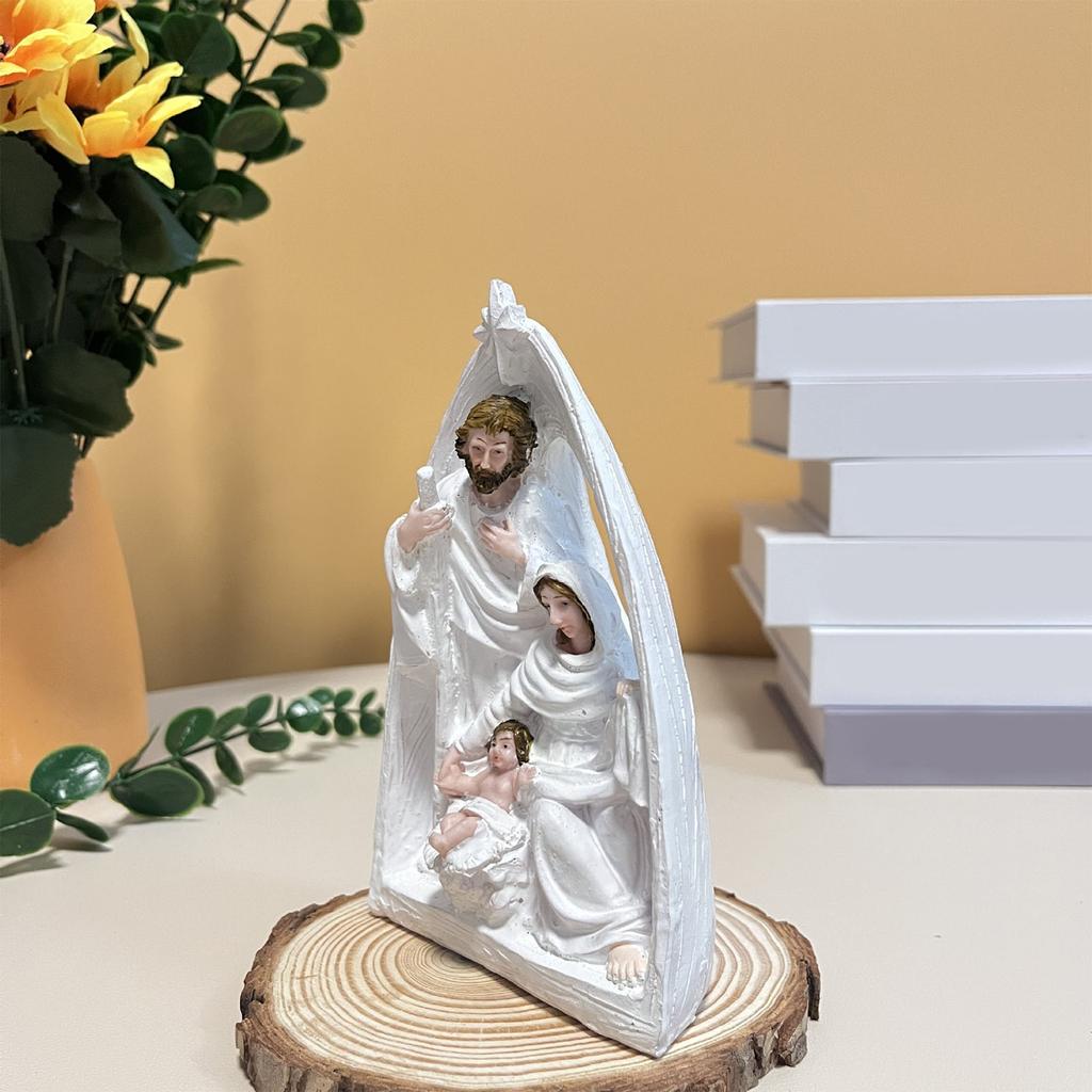 Christmas Nativity Figurines,Resin Stable Nativity Scene Holy Family Collectable Decors,Christmas Desktop Ornament