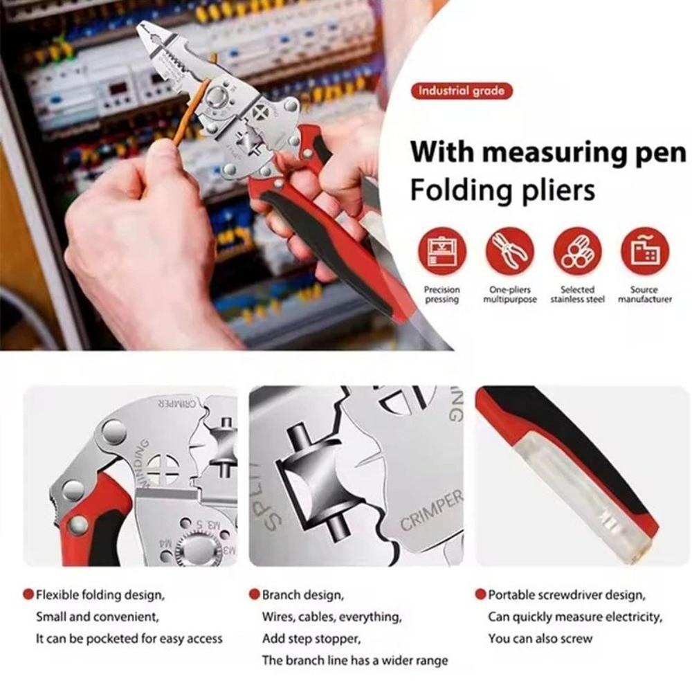 18 IN 1 Multifunctional Stripping Pliers Dual Electrical Test Cable Cutting Electrician Crimping Pliers Wire Winding Foldable