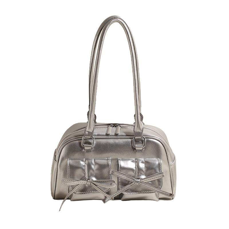 Bow Underarm Bag Women's New Niche Baguette Bag Bowling Commuter Versatile Shoulder Handbag