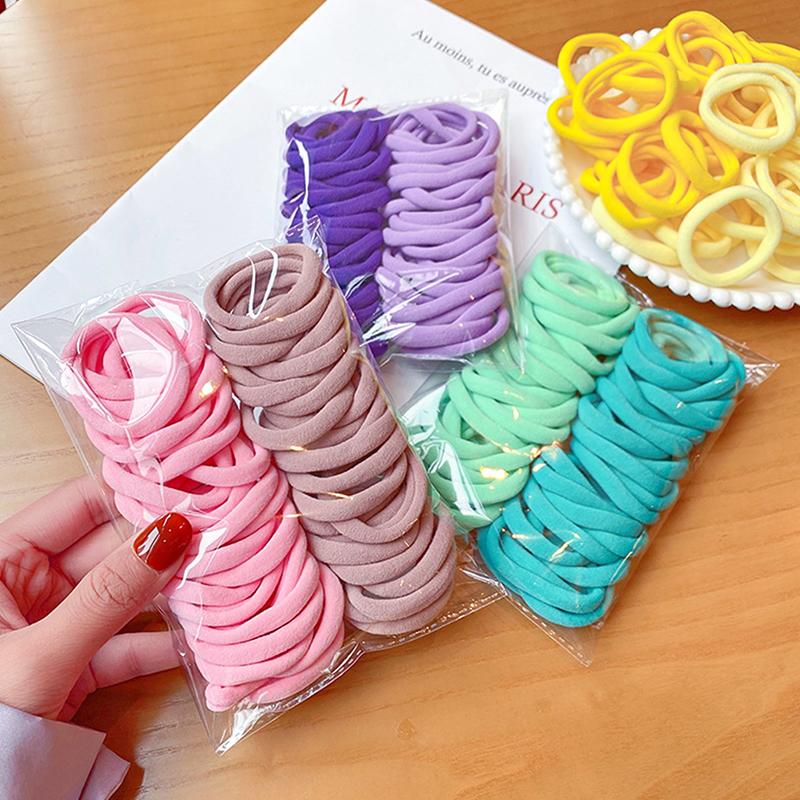 50Pcs Girls Elastic Hair Accessories For Kids Black White Rubber Band Ponytail Holder Gum For Hair Ties Scrunchies Hairband