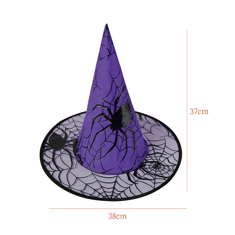 Adult Kids Black Witch Hats Masquerade Ribbon Wizard Costume Top Pointed Caps Cosplay Halloween Props Party Decoration