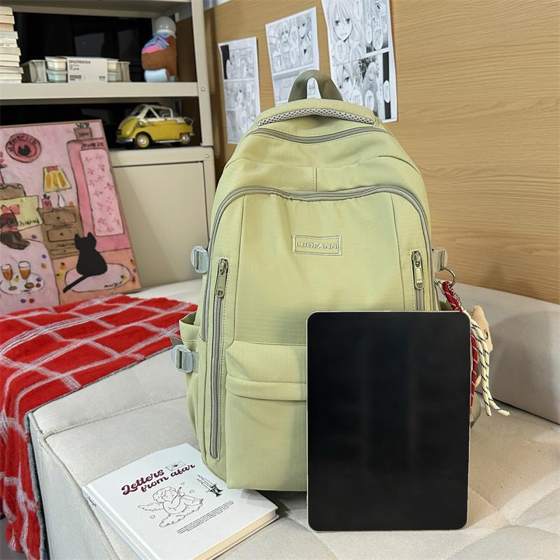 Solid Color Student Schoolbag Women's Large Capacity Backpack