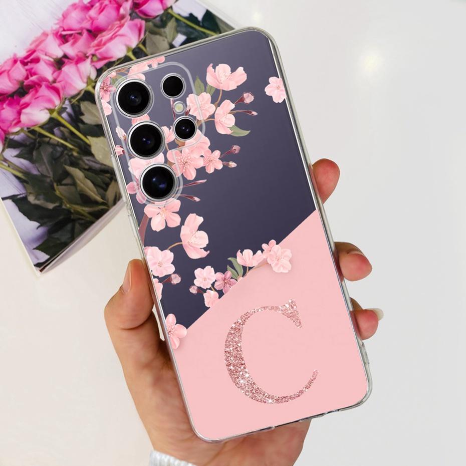Case For Samsung Galaxy S24 Ultra S24+ S24 2024 Fashion Flower Letter Soft Silicone TPU Bumper For Samsung S24 Plus S 24 24Ultra