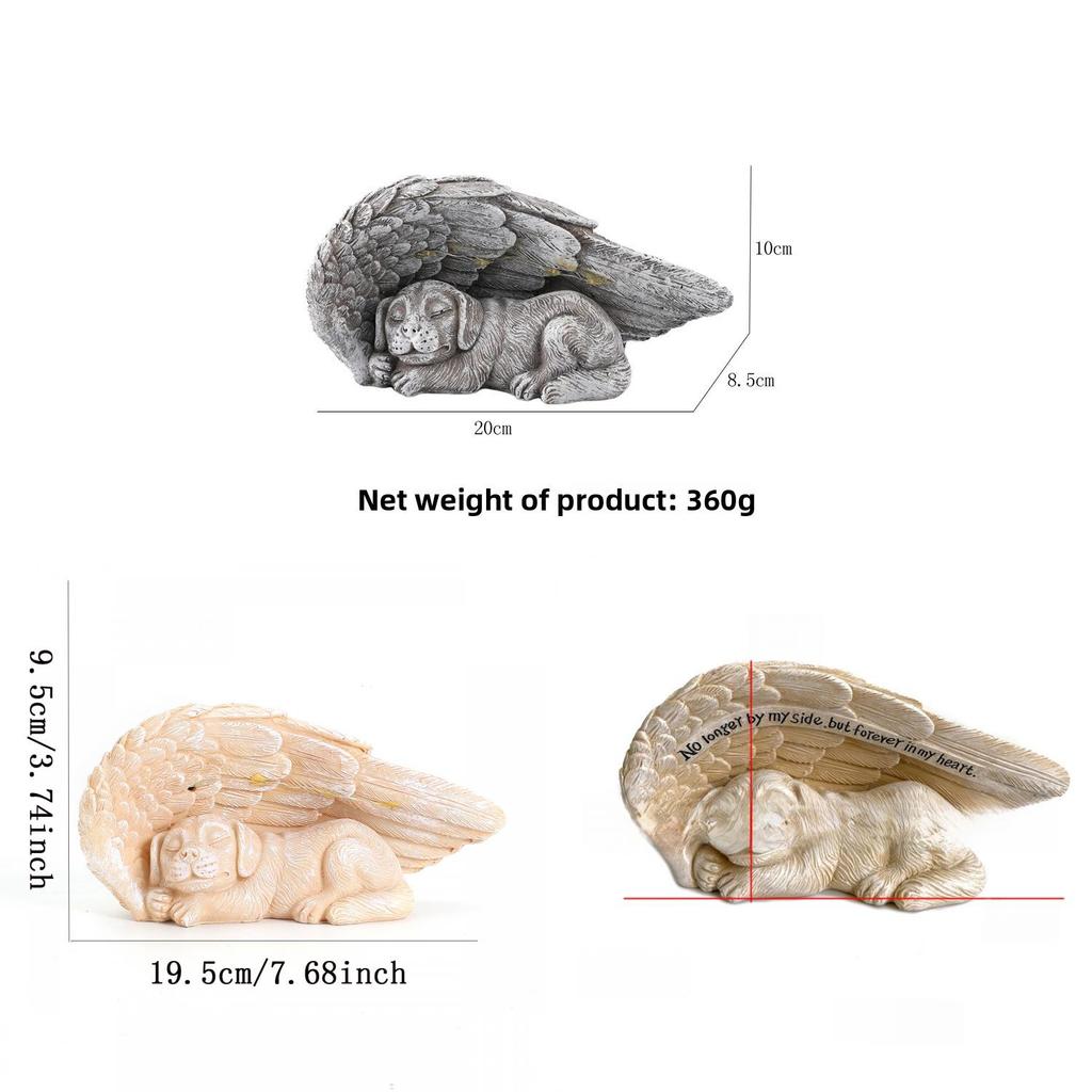 Creative Angel Dog Resin Sculpture With Illumination For Garden And Home Decor Gift