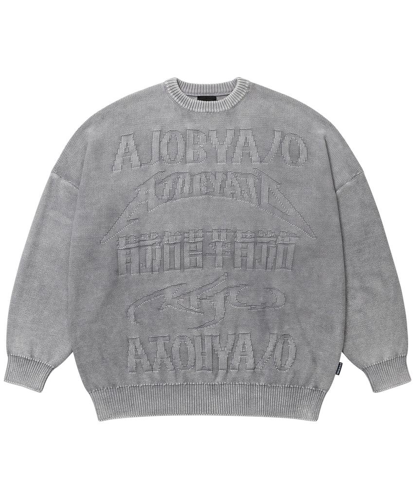 AJOBYAJO [Pba] Five Ajo Logos Washed Sweater [Light Gray]