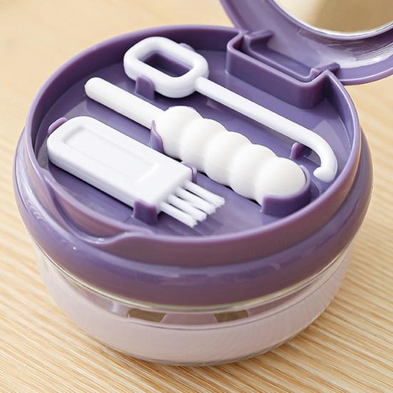 Travel Retainer Case Denture Bath Box with Strainer Basket Portable Orthodontic Retainer Case with Mirror for Braces Dentures Cleaning