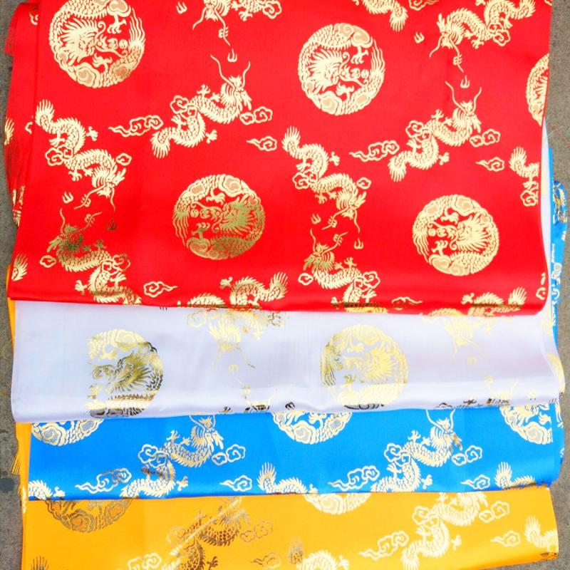 42cm*2.6m Exquisite Silk Fabric Gold Stamping Dragon Pattern Hada Traditional Ornaments Interior Decoration Tablecloth Ornament красный