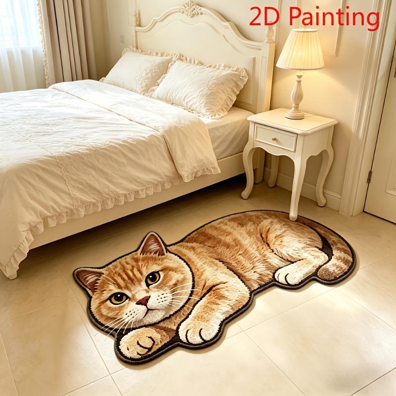 Cute Cat Alien Pattern Rug Anti-slip Water-absorbing Bathroom Floor Mat Bedroom Entrance Rug Home Decoration